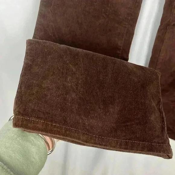 Ellemenno Womens Corduroy Pants 11 Brown Zip/Button Fly Straight Leg Flare EUC - Picture 5 of 12